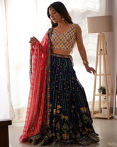 Trendy Blue Georgette Thread Work Lehenga Choli